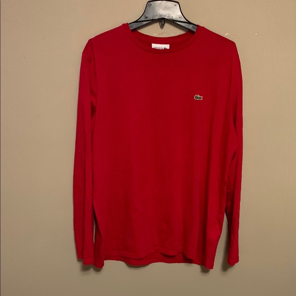 Lacoste Men's Regular Fit Prima Cotton Red Long Sleeve 2X T-Shirt Preppy Club